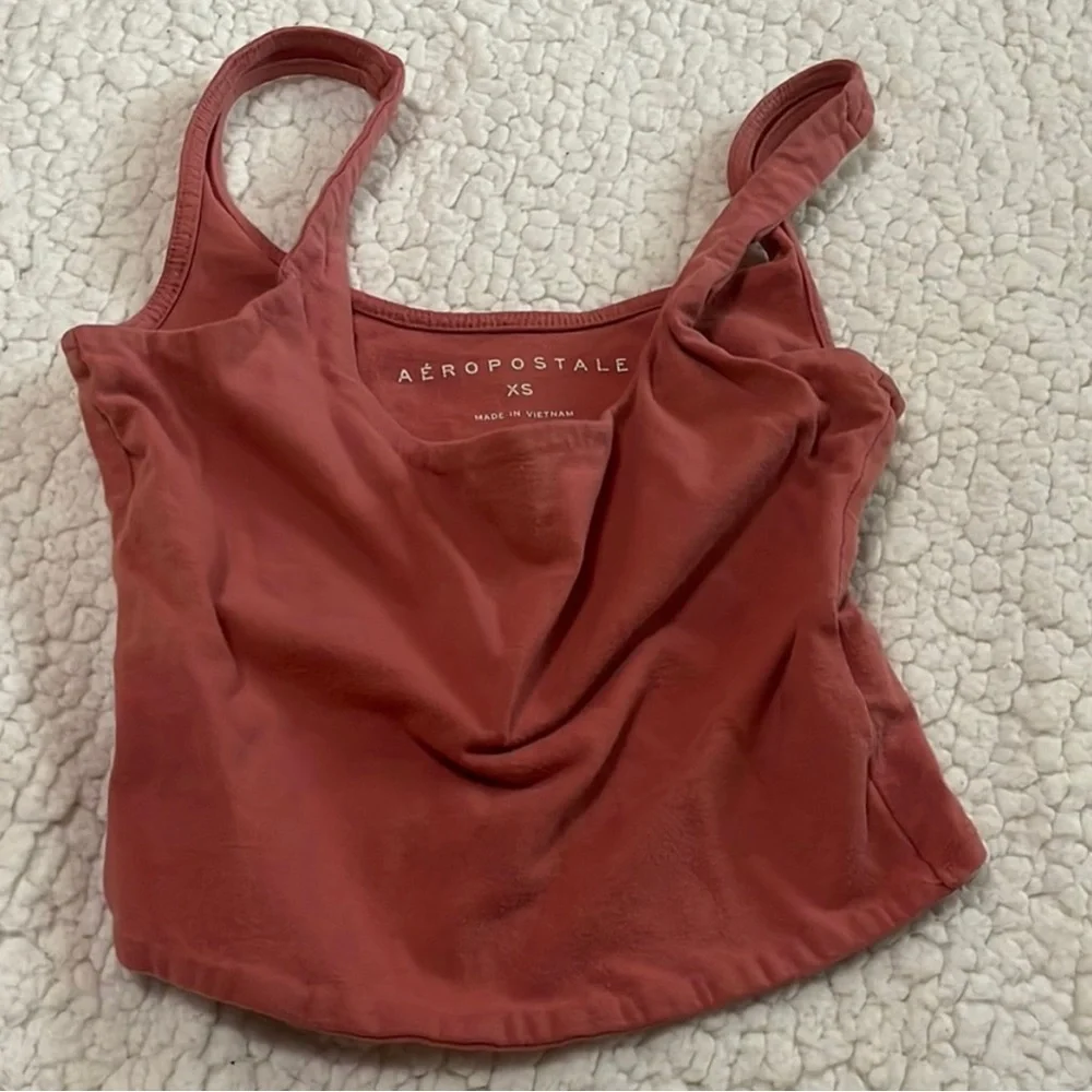 Aeropostale Orange Fitted Crop Tank Top - Picture 2 of 4